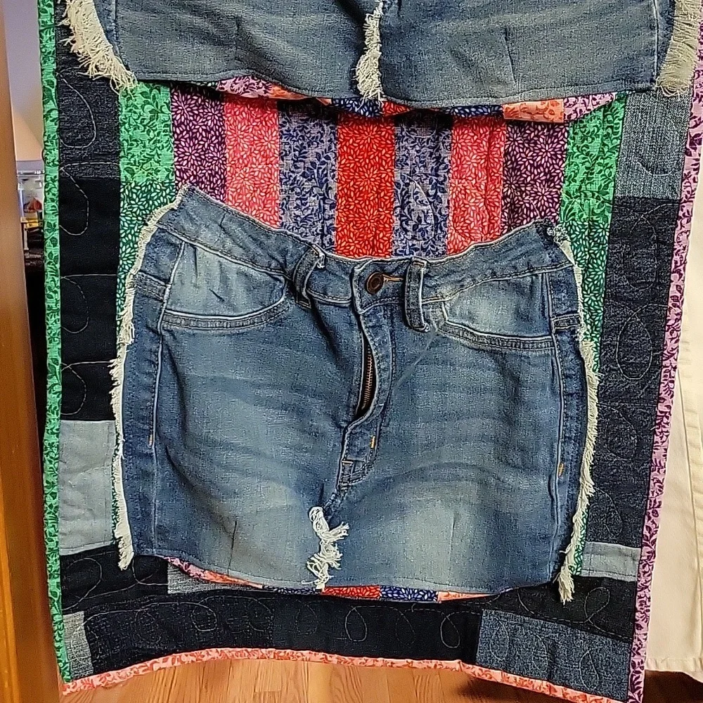 Upcycled Molly Made It Organizer Hand crafted denim & colorful quilted storage
